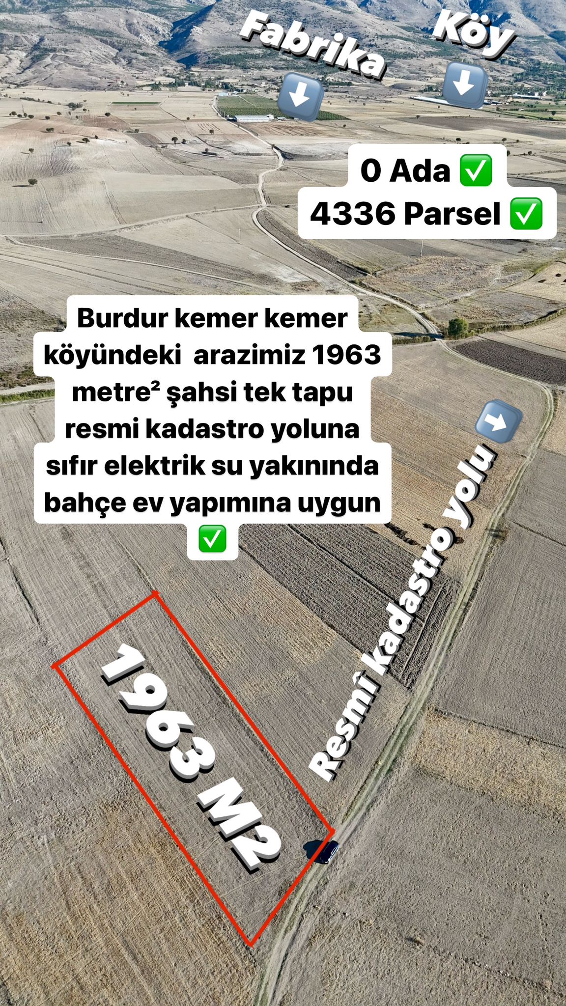 BURDUR KEMER SARAY MAHALLESİ YATIRIMLIK TARLA